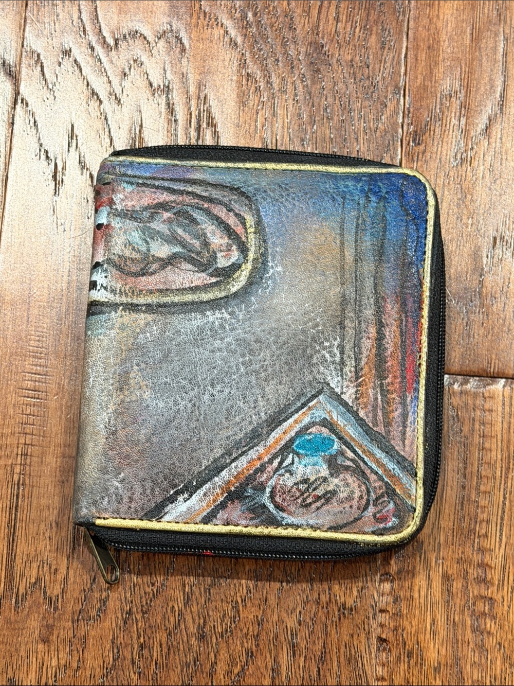 Jane Yoo Signed Artistic Multi-Color Zip Wallet